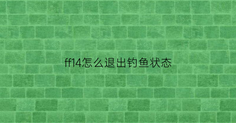 ff14怎么退出钓鱼状态(ff14钓上来的鱼怎么分解)