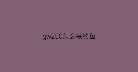 gw250怎么装钓鱼