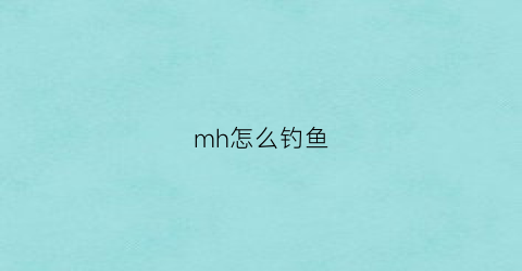 mh怎么钓鱼(mh可以钓黑鱼吗)