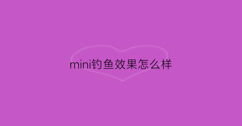 mini钓鱼效果怎么样