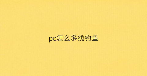 “pc怎么多线钓鱼