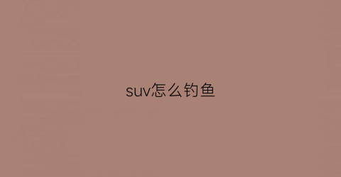 suv怎么钓鱼(suv教程)