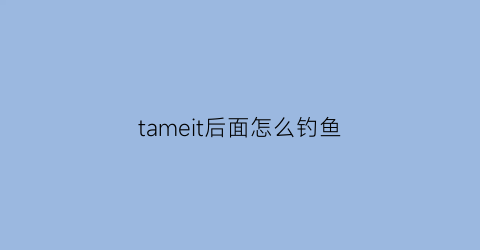 tameit后面怎么钓鱼