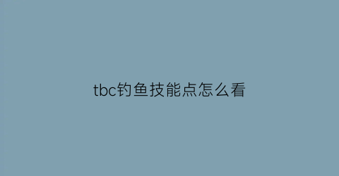 tbc钓鱼技能点怎么看(tbc钓鱼技能怎么练)