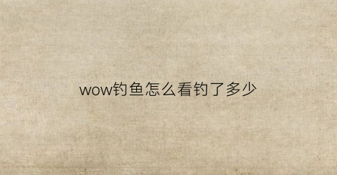 wow钓鱼怎么看钓了多少(魔兽世界怀旧服钓鱼点怎么显示)