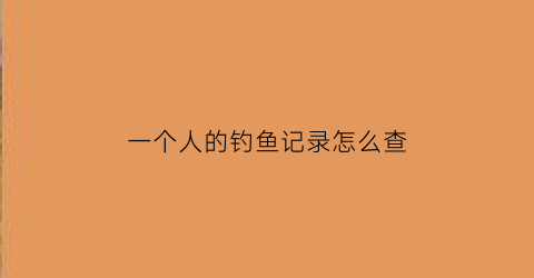 一个人的钓鱼记录怎么查(查询钓鱼)