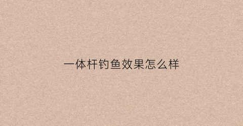 一体杆钓鱼效果怎么样(一体杆使用教程)
