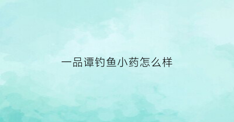 一品谭钓鱼小药怎么样(一品饵料)