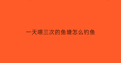 一天喂三次的鱼塘怎么钓鱼(鱼一天喂3次可以吗)