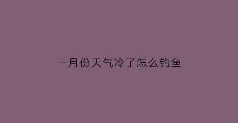 一月份天气冷了怎么钓鱼