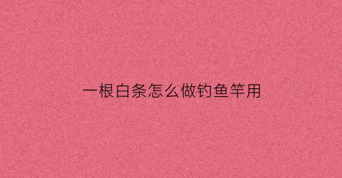 一根白条怎么做钓鱼竿用(怎么把自己钓的白条做成鱼干)