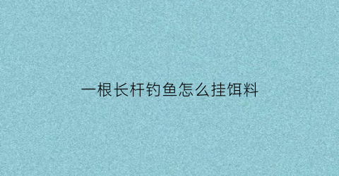 “一根长杆钓鱼怎么挂饵料(长杆钓鱼法)