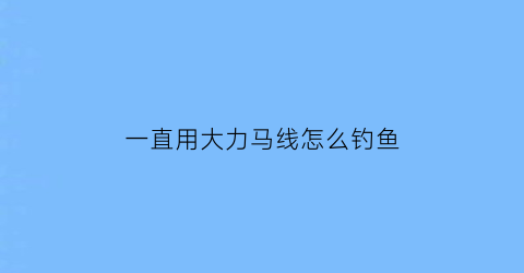 一直用大力马线怎么钓鱼(大力马线组钓鱼怎么样)