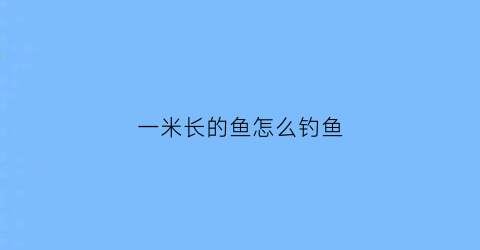 “一米长的鱼怎么钓鱼(一米长的大鱼是什么鱼)