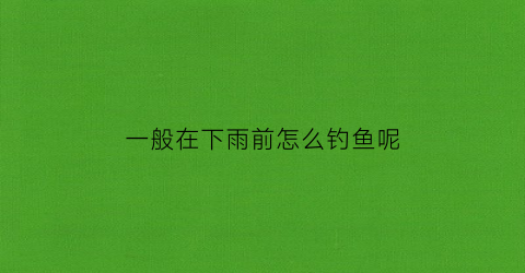 一般在下雨前怎么钓鱼呢(下雨前钓鱼怎么钓鱼)