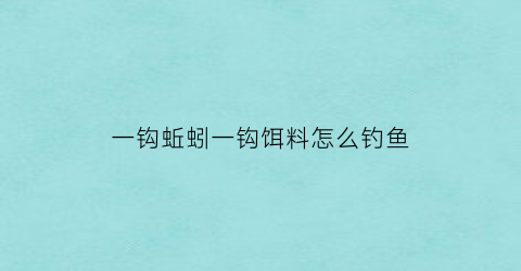 一钩蚯蚓一钩饵料怎么钓鱼(一钩饵料一钩蚯蚓到底怎么钓)