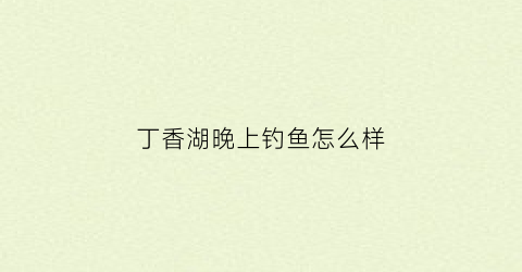 丁香湖晚上钓鱼怎么样(丁香湖公园晚上能去吗)