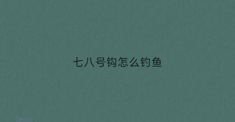 七八号钩怎么钓鱼(七八号钩怎么钓鱼最好)