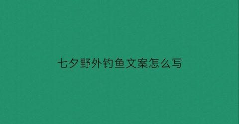 七夕野外钓鱼文案怎么写(户外钓鱼文案)