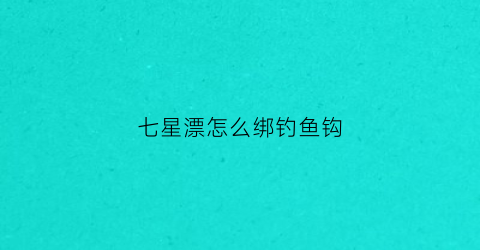 七星漂怎么绑钓鱼钩(七星漂如何绑钩)