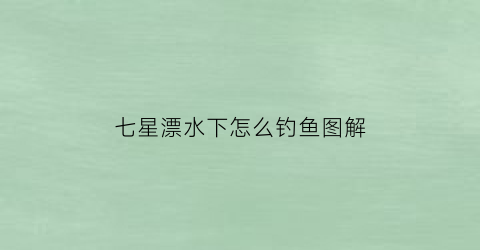 七星漂水下怎么钓鱼图解(七星漂河里钓鱼技巧)