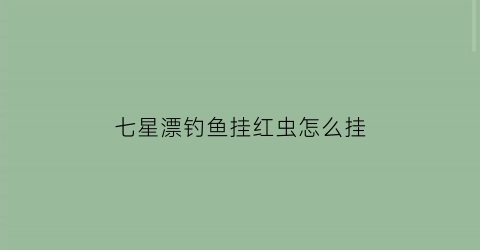 七星漂钓鱼挂红虫怎么挂(七星漂怎么挂蚯蚓最好)