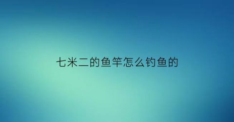 七米二的鱼竿怎么钓鱼的(七米二的鱼竿钓多大的鱼)