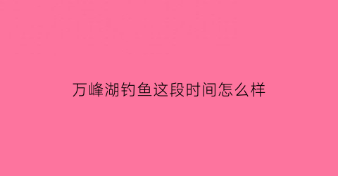 万峰湖钓鱼这段时间怎么样(万峰湖2020年钓鱼最新信息)