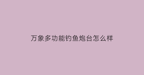 “万象多功能钓鱼炮台怎么样(万象组合使用方法)