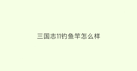 三国志11钓鱼竿怎么样(三国志11在野玩法)