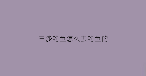 三沙钓鱼怎么去钓鱼的(三沙海钓鲜生水产商贸有限责任公司)