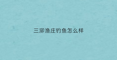 三泖渔庄钓鱼怎么样(三垡村怎么样)