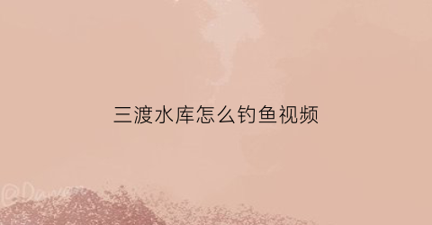 三渡水库怎么钓鱼视频(三渡水库怎么钓鱼视频教程)