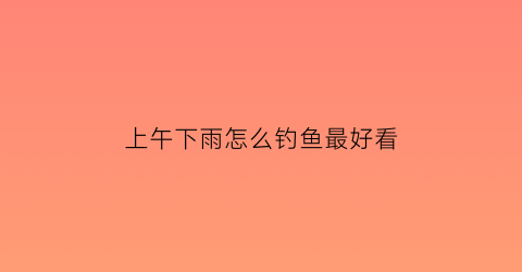 “上午下雨怎么钓鱼最好看(上午下雨怎么钓鱼最好看图片)