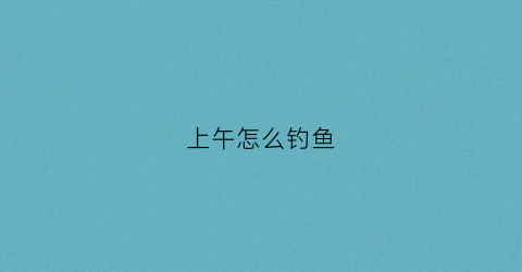 上午怎么钓鱼(钓鱼上午钓哪个方向)