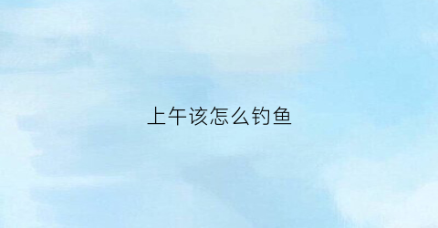上午该怎么钓鱼(上午钓鱼怎么钓)