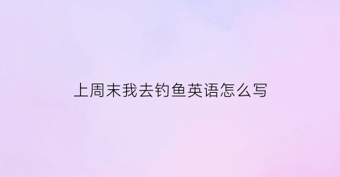 上周末我去钓鱼英语怎么写(我上周六去钓鱼了英语)