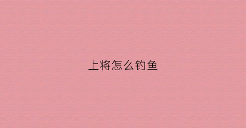 上将怎么钓鱼(上将怎么才可以上去)