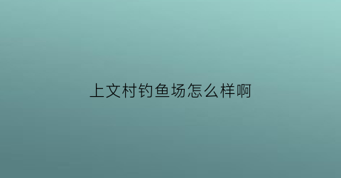 上文村钓鱼场怎么样啊(尚文水库钓鱼)