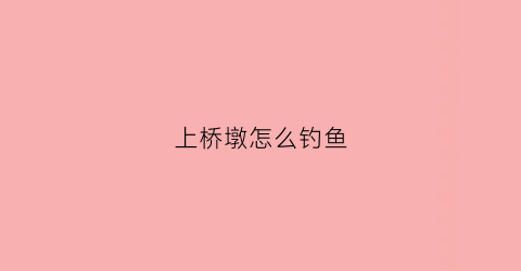 上桥墩怎么钓鱼(钓桥墩钓什么位置)