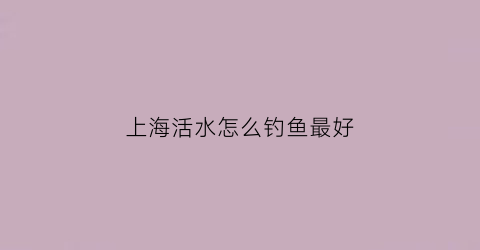 上海活水怎么钓鱼最好(上海野钓水库)