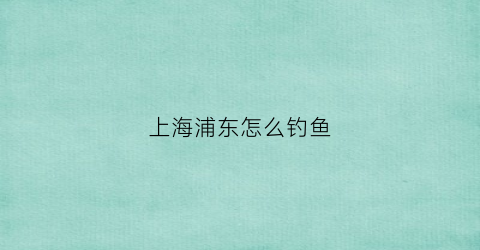 上海浦东怎么钓鱼(上海浦东怎么钓鱼的地方)