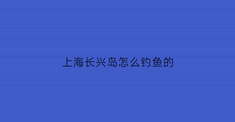 上海长兴岛怎么钓鱼的(长兴岛钓鱼)