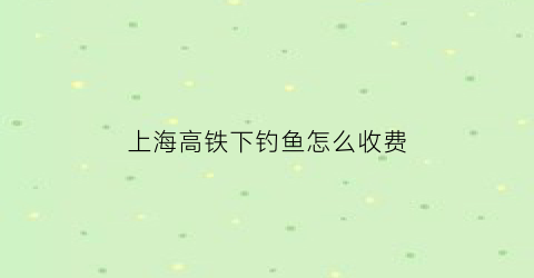 上海高铁下钓鱼怎么收费