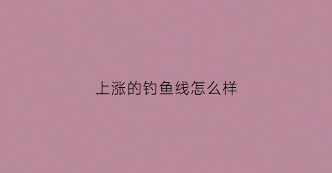 上涨的钓鱼线怎么样(鱼线涨号)