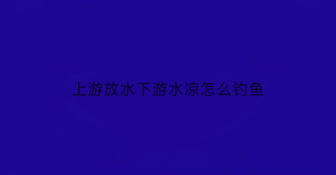 “上游放水下游水凉怎么钓鱼(在上游钓鱼好钓还是下游好钓)