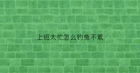 上班太忙怎么钓鱼不累(上班太忙怎么办)