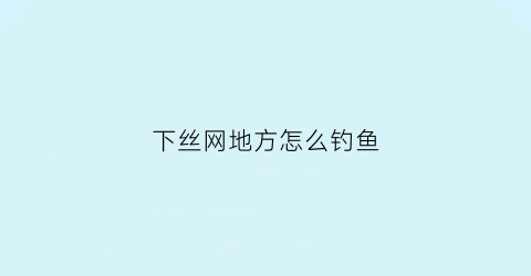 下丝网地方怎么钓鱼(下丝网怎么赶鱼)