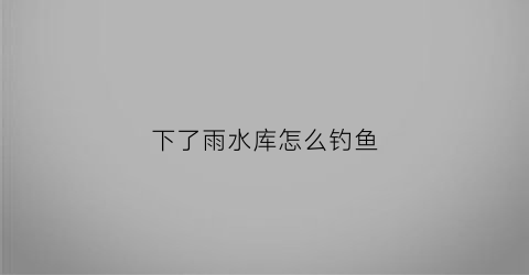 下了雨水库怎么钓鱼