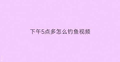 下午5点多怎么钓鱼视频(下午五点钟钓鱼好掉吗)
